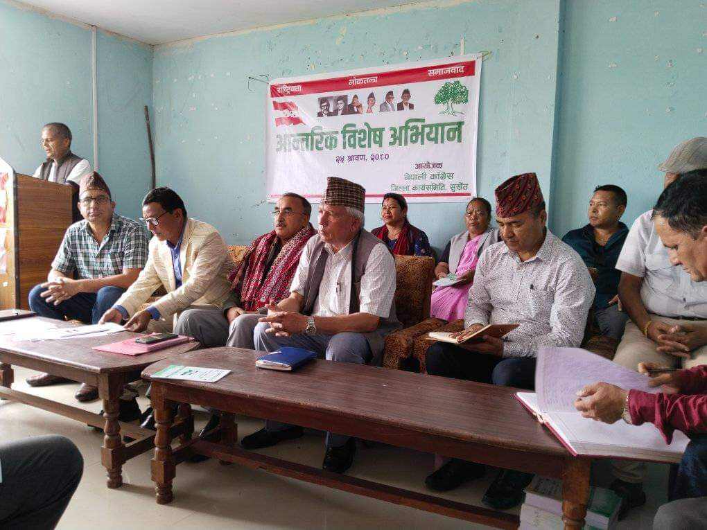 सुर्खेत काँग्रेसको ‘खड्का’ प्यानल भयो दुई चिरा, आन्तरिक विशेष अभियानको वैठक बहिष्कार